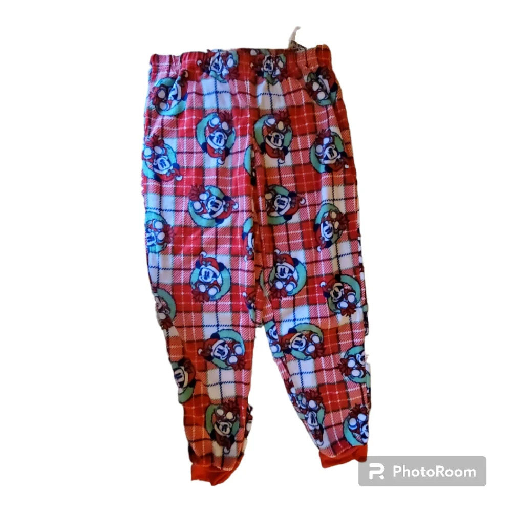 Disney mickey wreath flannel pajama set womens medium red - Picture 4 of 7